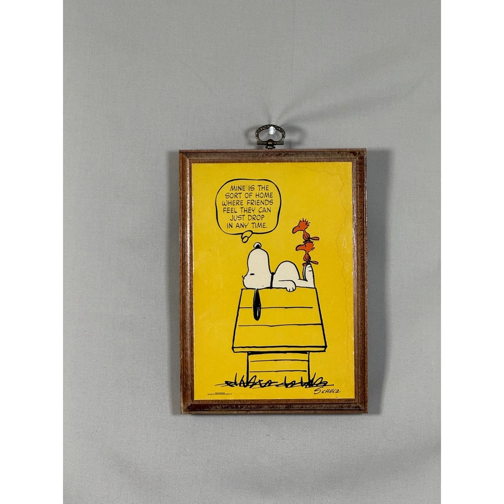 Vintage Springbok Peanuts Snoopy Woodstock Wood Wall Plaque Home Friends Quote - Picture 2 of 4